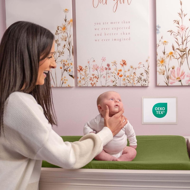 MiFlor Mi Flor 2 Pack Muslin Changing Pad Cover 16x32x5 inches – Ultra Soft CPC Certified Baby Changing Table Cover with Elastic Corners, 360° Fit, Lightweight, Breathable, Fits Most Changing Pads - Image 3